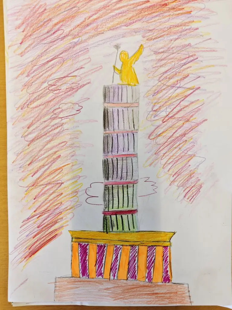 Kinderzeichnung der Berliner Siegessäule